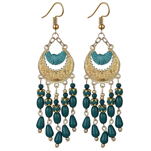Ethnic style tassel bead earrings