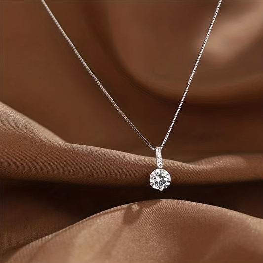 1Pc Shiny For Women Zircon Water Drop Pendant Clavicle Chain Necklace